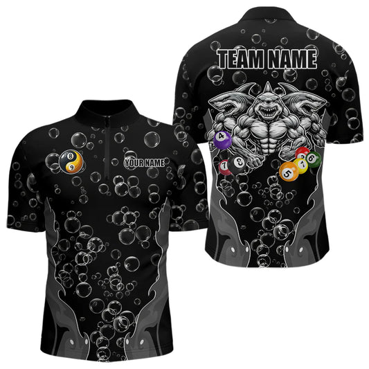 Maxcorners Personalized Funny Sharks 3D Pool Balls Billiard Shirts For Men Custom 8 & 9 Ball Billiard Jerseys