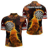 Maxcorners Orange Flame Dartboard Wolf Dart Shirts For Men Custom Dart Jersey Polo & 1/4 Zip, Dart Team Shirts