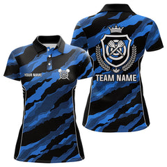 Maxcorners Blue Camo Dart Shirts With Pocket For Men Custom Camouflage Dart Team Jerseys Polo & 1/4 Zip