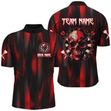 Maxcorners Personalized Red Skull Darts Board Men Darts Polo Shirts Custom Team League Darts Jerseys Uniform