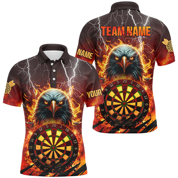 MaxCorners Dart Fire Flame Eagle Customized Name, Team Name 3D Polo Shirt For Men