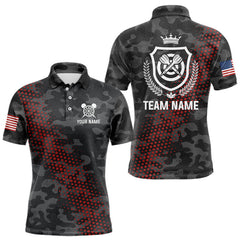 Maxcorners Red And Grey Camo Darts Shirt For Men Custom Camouflage Darts Team Jerseys Polo & Quarter Zip TU2107
