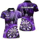 Maxcorners Personalized 3D Glitter Men Darts Shirts Custom Team Dart League Shirts Dart Jerseys |Purple