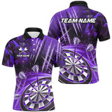 Maxcorners Personalized 3D Glitter Men Darts Shirts Custom Team Dart League Shirts Dart Jerseys |Purple