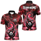 Maxcorners Red Lightning Thunder Scorpion 8 Ball Pool Polo & Quarter Zip For Men Custom Billiard Team Jersey MT2009