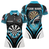 Maxcorners Personalized Blue Dartboard With Shark Men Dart Shirts Custom Darts League Dart Team Jerseys