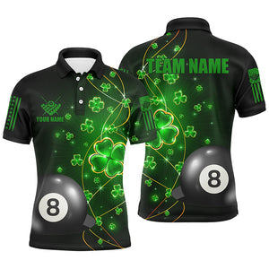 Maxcorners Billiards 8 Ball Pool Luckiest Shamrock Personalized Name 3D Shirt