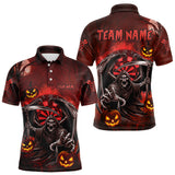 Maxcorners Funny Red Grim Reaper Halloween Darts Shirt For Men Custom Darts Jersey Team Polo & Quarter Zip MT2108