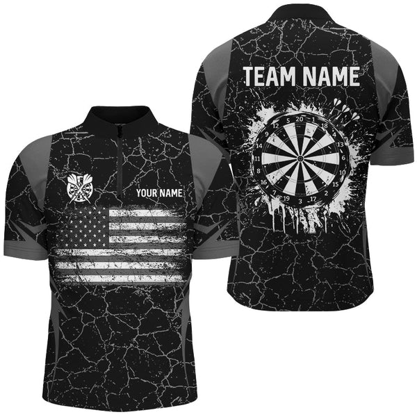 Maxcorners Black White Retro Us Flag Patriotic Darts Jersey Customized Name, Team Anme 3D Shirt