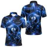 Maxcorners Personalized Blue Grim Reaper 8 Ball Men's Billiard Shirt Custom Thunder Lightning Pool Team Jersey TU2309