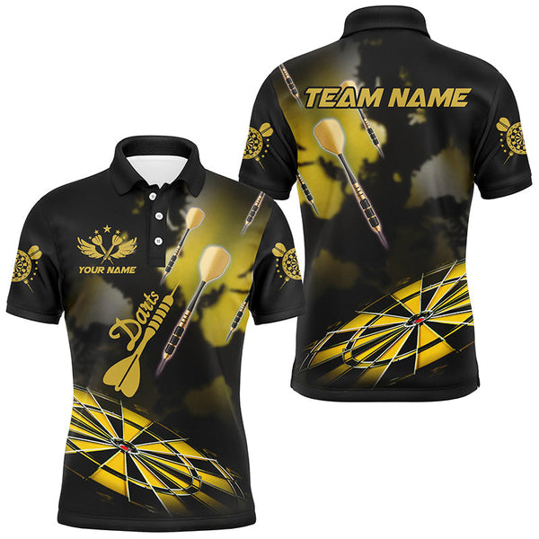 Maxcorners Yellow Dart Board Hazy Smoke Custom 3D Dart Shirts For Men, Darts League Team Shirt Dart Jerseys