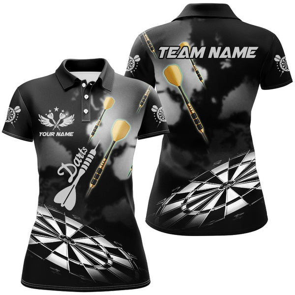 Maxcorners Black White Dart Board Hazy Smoke Custom 3D Dart Shirts Darts League Team Shirt Dart Jersey