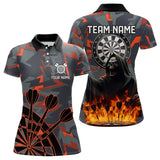 Maxcorners Personalized Death Skeleton Fire Camo Dart Shirts Custom Camouflage Darts League Jerseys