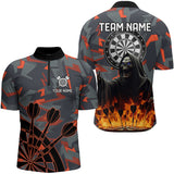 Maxcorners Personalized Death Skeleton Fire Camo Dart Shirts Custom Camouflage Darts League Jerseys