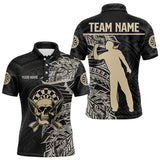 Maxcorners Gold And Black Tribal Pattern Custom Dart Shirts For Men, Skull Darts Team Shirts Dart Jerseys