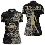 Maxcorners Gold And Black Tribal Pattern Custom Dart Shirts For Men, Skull Darts Team Shirts Dart Jerseys