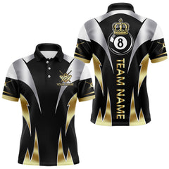 Maxcorners Personalized Crown 8 Ball Billiard Shirt For Men Custom Billiard Tournament Pool Team Jersey |Gold