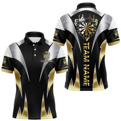 Maxcorners Personalized Crown Darts Shirt For Men Custom Darts Tournament Jersey Team Polo & 1/4 Zip |Gold