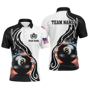 Maxcorners 8 Ball Pool Smoke US Flag Personalized Name 3D Shirt