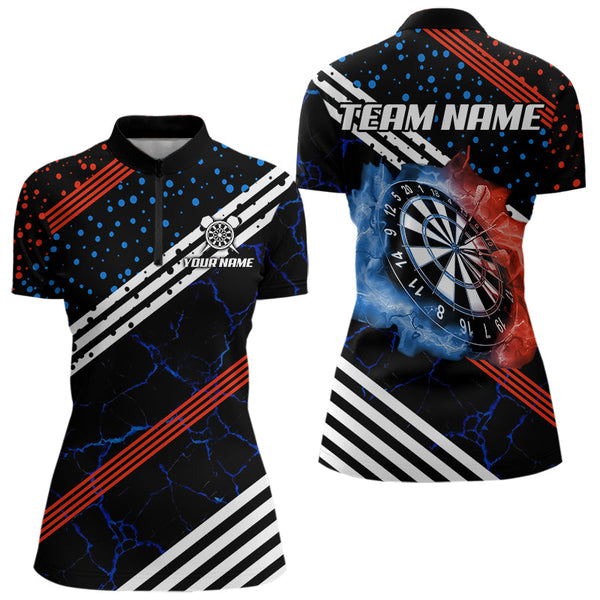 Maxcorners Personalized Blue And Red Darts Line And Dotted Design Dart Shirts For Men Lightning Dart Jerseys