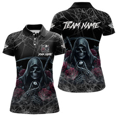 Maxcorners Death Skeleton 8 Ball Pool Roses Men'S Billiard Shirt Custom Billiard Jersey, Billiard Team Shirts