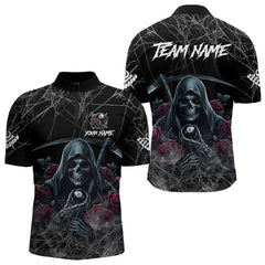 Maxcorners Death Skeleton 8 Ball Pool Roses Men'S Billiard Shirt Custom Billiard Jersey, Billiard Team Shirts