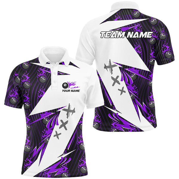 Maxcorners Purple Billiard 8 Ball Flame Pattern Custom Pool Shirts Billiard Tournament Jerseys For Team