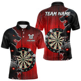 Maxcorners Personalized Red Grunge Wolf Darts Shirt For Men Custom Funny Darts Jersey Team Polo & 1/4 Zip MT2108