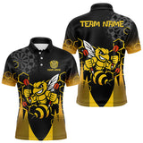 Maxcorners Personalized Yellow Black Funny Bee Darts Shirt For Men Custom Darts Jersey Outfit Polo & 1/4 Zip LM2408