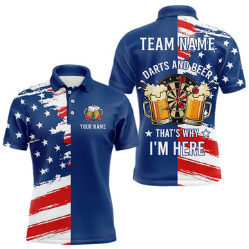 Maxcorners And Beer That's Why I'm Here Funny Shirt For Men Custom Patriotic US Flag Jersey LM1112