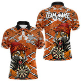 Maxcorners Personalized Orange Black Grunge Tiger Darts Shirt For Men Custom Darts Team Jersey Polo & 1/4 Zip LM2110