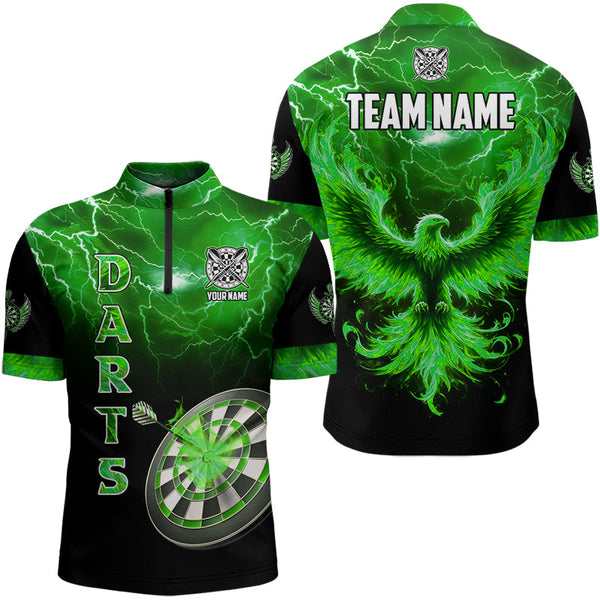 Maxcorners Personalized Lightning Thunder Custom Flaming Phoenix Dart Shirts Dart Jerseys |Green