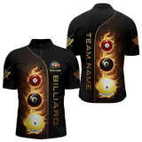 Maxcorners Personalized 7 Ball 8 Ball & 9 Ball Fire Flame Billiard Shirt For Men, Unique Billiard Team Jersey