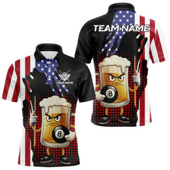 Maxcorners American Flag Funny Beer 8 Ball Billiard Shirt For Men Custom Patriotic Pool Team Jersey