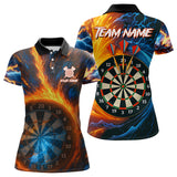 Maxcorners Personalized Blue And Orange Swirl Fire Flame Dart Shirt For Men Custom Darts League Team Jersey LM3006