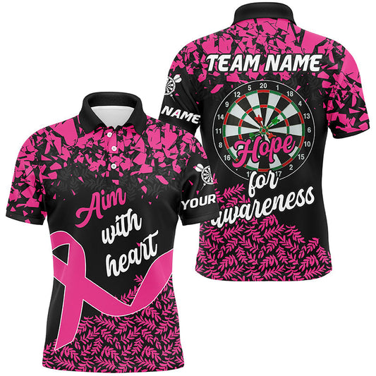 Maxcorners Aim With Heart Hope For Women Awareness Custom Dart Shirt Breast Cancer Pink Ribbon Darts Jersey