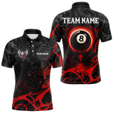 Maxcorners Personalized Black And Red 8 Ball Wings Billiard Shirt For Men Custom Tribal Pool Team Jersey LM2608