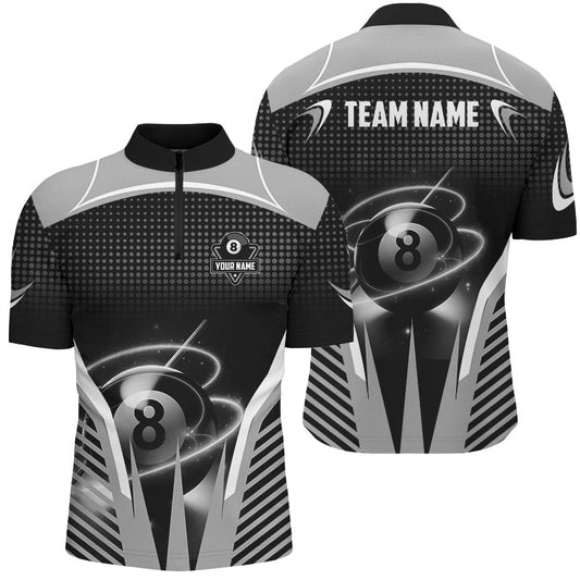 Maxcorners Black White Swirling Light 8 Ball Billiard Jersey Multicolor Option Customized Name, Team Name 3D Shirt