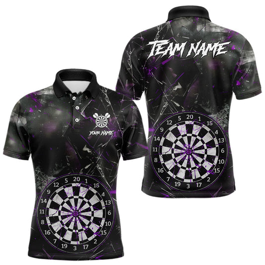 Maxcorners Personalized Purple Break Glass Darts Shirt For Men Custom Darts Team Jersey Polo & 1/4 Zip LM2603