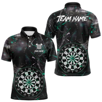Maxcorners Personalized Turquoise Break Glass Darts Shirt For Men Custom Darts Team Jersey Polo & 1/4 Zip LM2603
