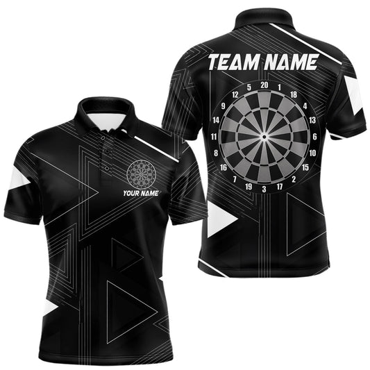 Maxcorners Personalized Black And White Geometric Darts Shirts For Men, Custom Darts Team Jersey Polo & 1/4 Zip LM2405