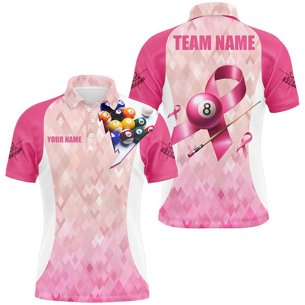 Maxcorners Custom Breast Cancer Pink Ribbon Billiard Shirts For Men, Breast Cancer Awareness Billiard Jerseys