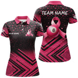 Maxcorners Pink Ribbon 8 Ball Custom Grunge Style Billiard Shirts Breast Cancer Billiard Jerseys