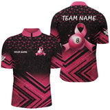 Maxcorners Pink Ribbon 8 Ball Custom Grunge Style Billiard Shirts Breast Cancer Billiard Jerseys