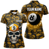 Maxcorners Personalized Billiard Jersey 8 & 9 Ball Custom Yellow Skull Pattern Billiard Shirts