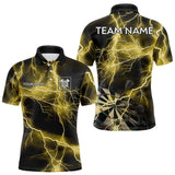 Maxcorners Thunder Lightning Yellow Darts Shirt With Pocket For Men Custom Dart Jersey MT2808