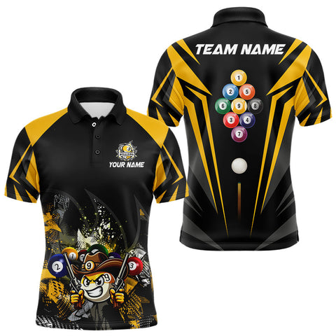 Maxcorners Funny 9 Ball Cowhand Billiard Shirts Custom Yellow Black 9 Ball Pool Billiard Jerseys