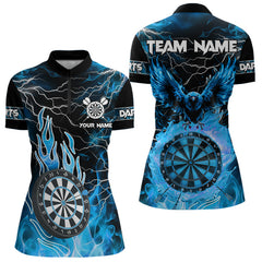 Maxcorners Blue Dart Board Fire Flame Custom Eagle Dart Shirts For Men, Thunder Lightning Dart Team Jerseys