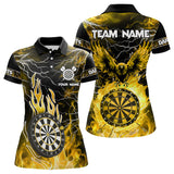 Maxcorners Yellow Dart Board Fire Flame Custom Eagle Dart Shirts For Men, Thunder Lightning Dart Team Jerseys 
