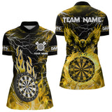 Maxcorners Yellow Dart Board Fire Flame Custom Eagle Dart Shirts For Men, Thunder Lightning Dart Team Jerseys 